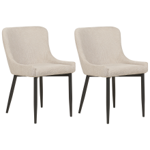 Set of 2 Dining Chairs EVERLY Fabric Light Beige