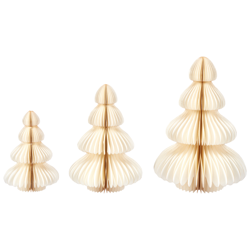 Photos - Garden & Outdoor Decoration Beliani Set of 3 Figurines NILGIRI 15/20/25 cm Christmas Tree Beige 