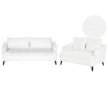 Living Room Set 5 Seater HOBRO Boucle White