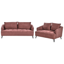 Living Room Set 5 Seater HOBRO Fabric Burgundy