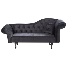 Right-Hand Chaise Longue LATTES II with Cushion Velvet Black