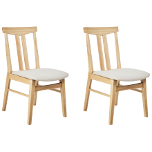 Set of 2 Dining Chairs AVALON Wood Light Beige