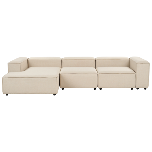 Beliani Modular Corner Sofa 4 Seater ARDAL Fabric Beige Right Hand