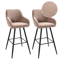 Set of 2 Bar Chairs CASMALIA Boucle Taupe