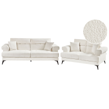 Living Room Set 5 Seater SKIVE Boucle White