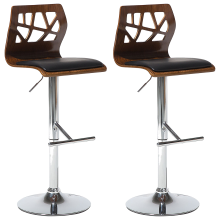 Set of 2 Bar Chairs PETERSBURG Swivel Faux Leather Black/ Silver