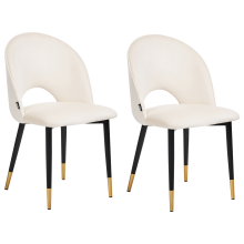 Set of 2 Dining Chairs MAGALIA Velvet Light Beige