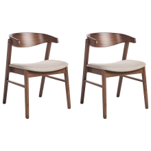 Set of 2 Dining Chairs LILLY Fabric Brown/ Beige