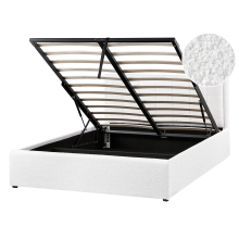 Ottoman Bed MONTLAUR Boucle White 140 x 200 cm (EU Double)