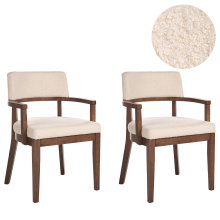Set of 2 Dining Chairs DALBO Boucle Brown/ Light Beige