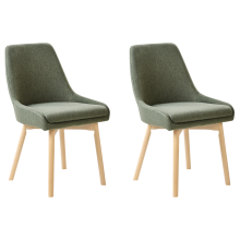 Set of 2 Dining Chairs MELFORT Fabric Dark Green