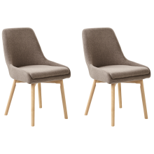 Set of 2 Dining Chairs MELFORT Fabric Brown