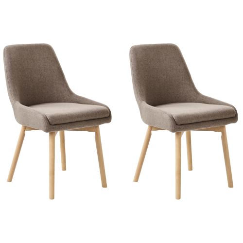 Beliani Set of 2 Dining Chairs MELFORT Fabric Brown