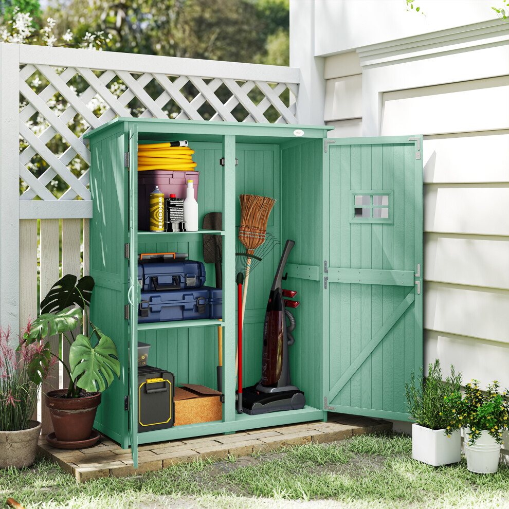 Outsunny Wooden Garden Shed Tool Storage Cabinet - Green - Extra Small - Image 3