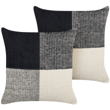 Set of 2 Decorative Cushions LAELIA 45 x 45 cm Cotton Black Patchwork