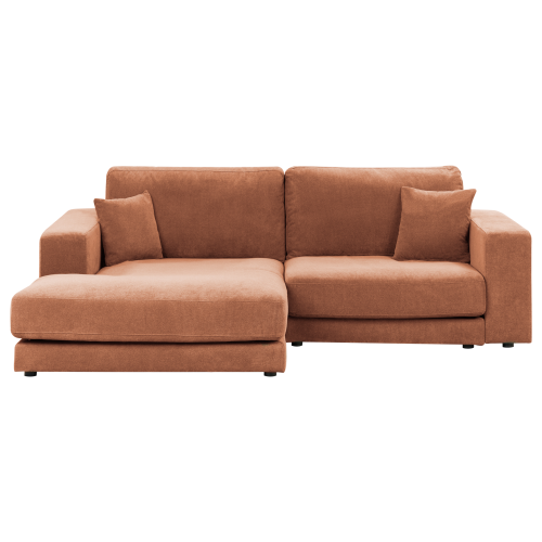 Beliani Corner Sofa 3 Seater LOFOTEN Fabric Light Red Right Hand