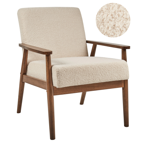 Beliani Armchair ESRUM Boucle Dark Brown/ Beige