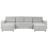 Beliani U-Shape Sofa Bed 4 Seater VATNE with Storage Fabric Grey 1