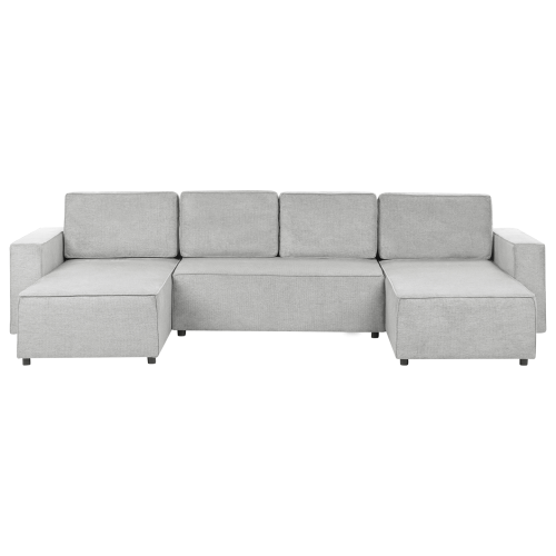 Beliani U-Shape Sofa Bed 4 Seater VATNE with Storage Fabric Grey