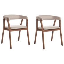 Set of 2 Dining Chairs MYLO Fabric Dark Brown/ Beige