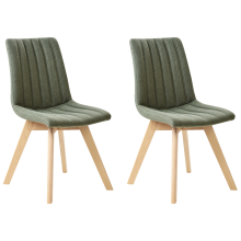 Set of 2 Dining Chairs CALGARY Fabric Dark Green