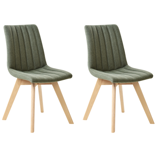 Beliani Set of 2 Dining Chairs CALGARY Fabric Dark Green