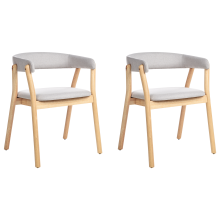 Set of 2 Dining Chairs MYLO Fabric Light Brown/ Grey