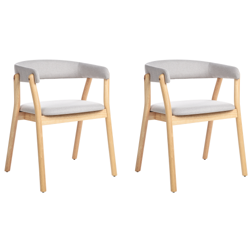 Beliani Set of 2 Dining Chairs MYLO Fabric Light Brown/ Grey