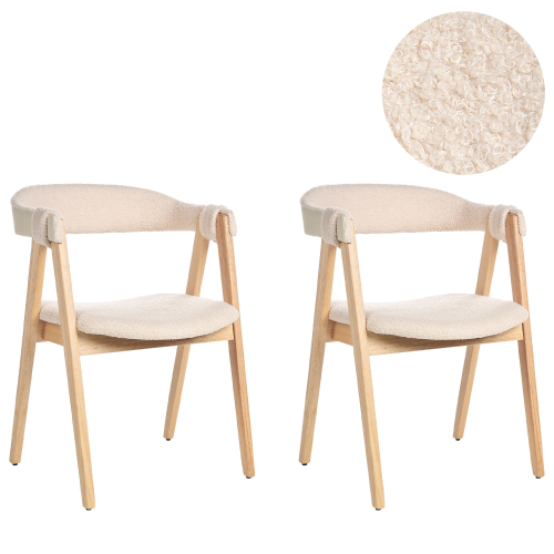 Beliani Set of 2 Dining Chairs DAY Boucle Light Brown/ Beige