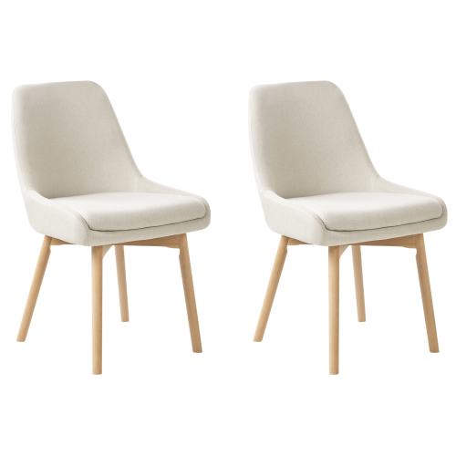 Beliani Set of 2 Dining Chairs MELFORT Fabric Off-White