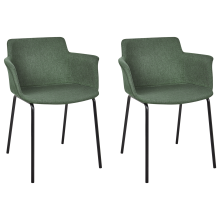 Set of 2 Dining Chairs BELFIELD Fabric Green