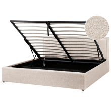 Ottoman Bed MONTLAUR Boucle Beige 180 x 200 cm (EU Super King)