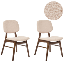 Set of 2 Dining Chairs ELAINE Boucle Dark Brown/ Beige