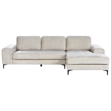 Corner Sofa 4 Seater KIRUNA Velvet Light Beige Left Hand