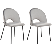 Set of 2 Dining Chairs COVELO Velvet Grey