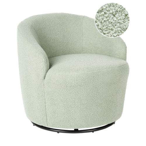 Beliani Swivel Armchair DAVIK Boucle Light Green