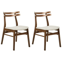 Set of 2 Dining Chairs CYNTHIANA Wood Brown/ Light Beige