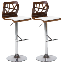 Set of 2 Bar Chairs PETERSBURG Swivel Faux Leather White/ Silver