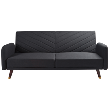Sofa Bed 3 Seater SENJA Faux Linen Black
