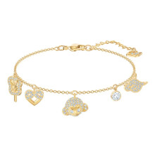 Gold Cute Monkey Crystal Charm Bracelet, Nature Heart Cloud Ladies Stackable Wrist Chain 5500975
