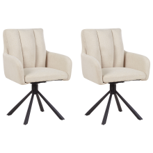 Set of 2 Dining Chairs Swivel SARDOAL Fabric Light Beige