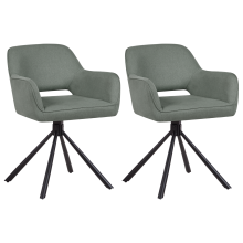 Set of 2 Dining Chairs Swivel LOURES Fabric Dark Green