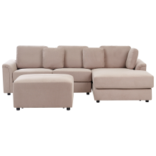 Corner Sofa 4 Seater KOHLO with Ottoman Fabric Taupe Left Hand
