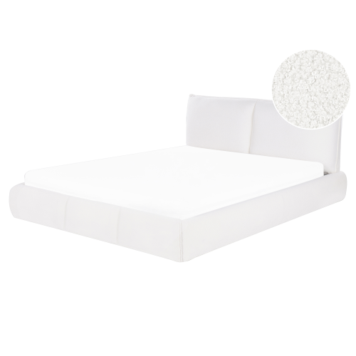 Beliani Bed Boucle VINAY 160 x 200 cm (EU King Size) White