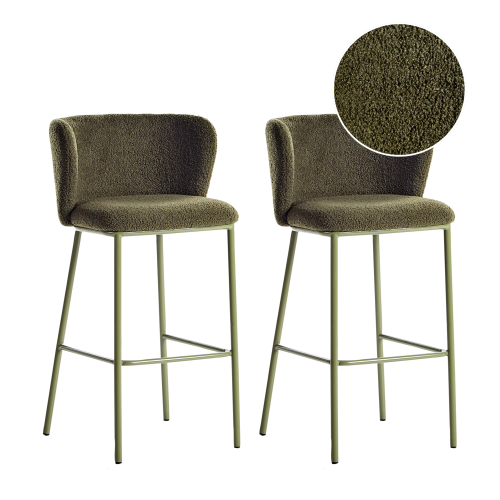 Beliani Set of 2 Bar Chairs MINA II Green