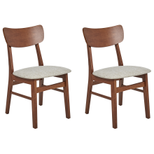 Set of 2 Dining Chairs ANOKA Wood Brown/ Beige