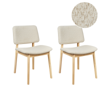 Set of 2 Dining Chairs BLANE Boucle Light Brown/ White