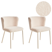Set of 2 Dining Chairs MINA II Boucle Light Beige