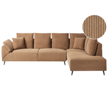 Corner Sofa 4 Seater LUNNER Corduroy Brown Left Hand