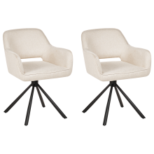 Set of 2 Dining Chairs Swivel LOURES Fabric Light Beige